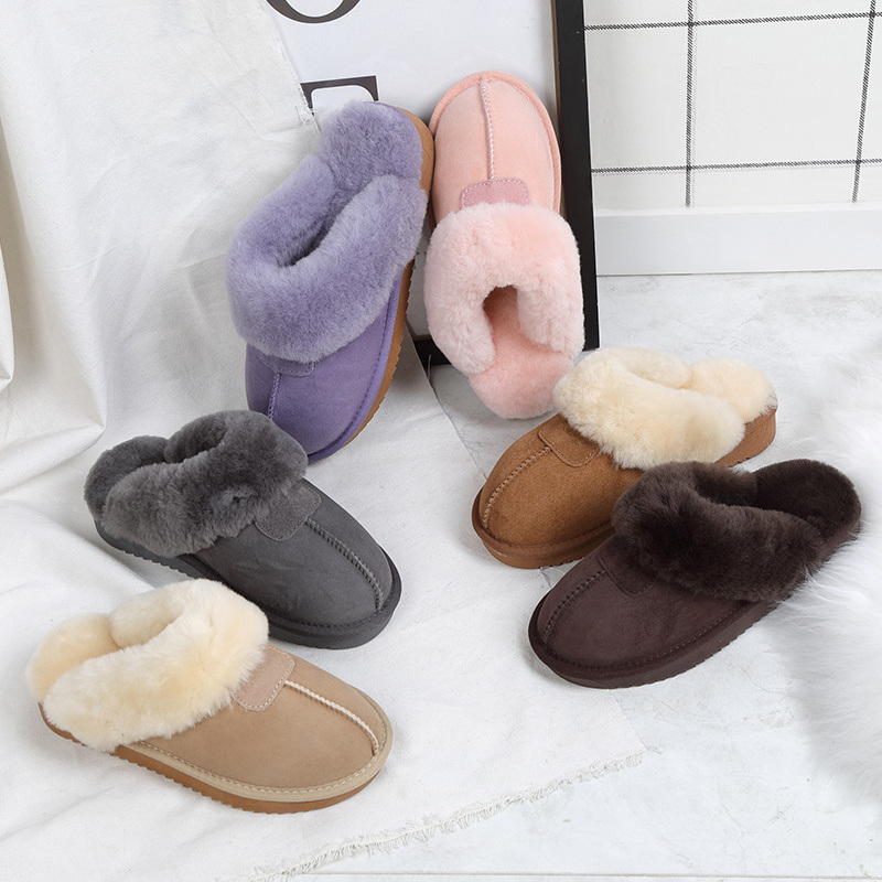 Sedex Audit Women Real Fur Comfortable Indoor Sheepskin Slippers