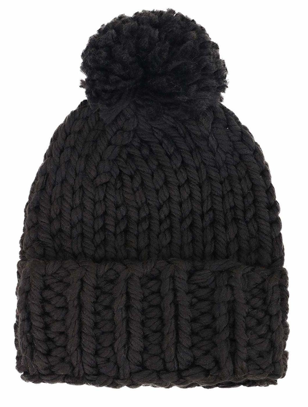 Soft Warm Beanie Chunky Knit Hat with Faux Far POM POM
