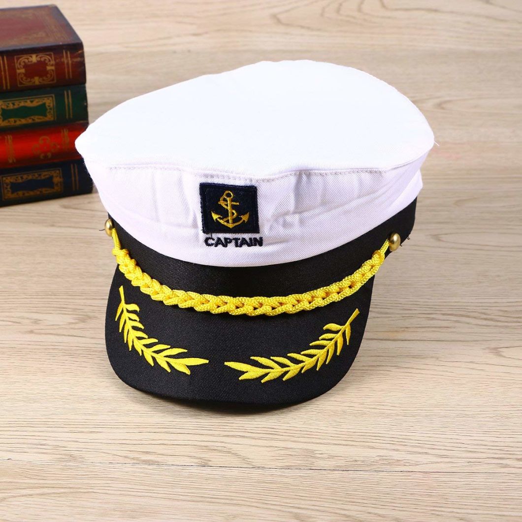 Sedex Audit 100% Cotton Embroidered Captain Officer Navy Cap for Costume