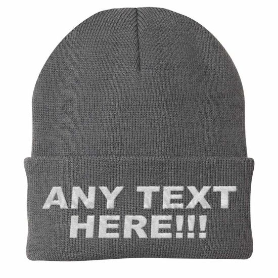 100% Acrylic Knitted Custom Beanie Hat with Designed Embroidered Logo