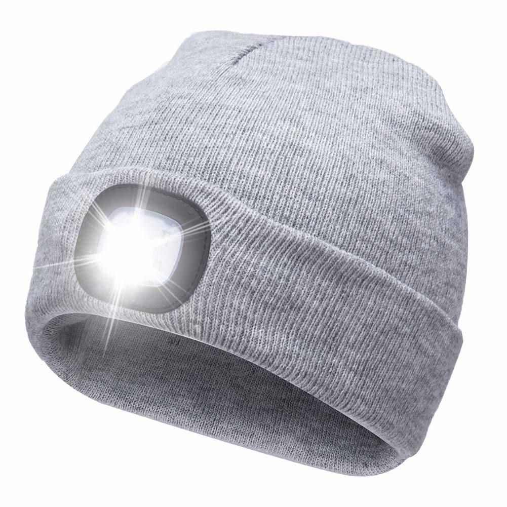 USB Rechargeable Unisex Winter Lighted Beanie Knitted Hat LED