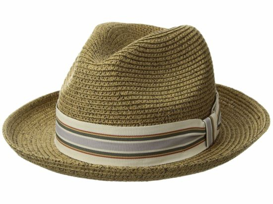 Dent Crown Straw Cowboy Hat with Ribbon Striped Pattern Hatband