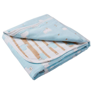 Wholesale Custom Toddler Baby Kid 100% Organic Cotton Muslin Blanket with Reversible Alpaca Printed Design