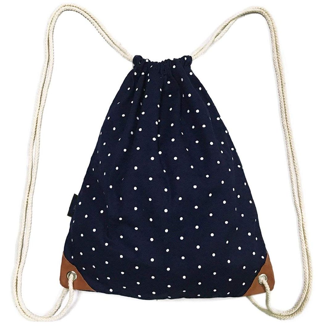 Custom Harajuku Style Man Women Printing Canvas Drawstring Bag with String Closure for School Sport Gym Streetball and Beach