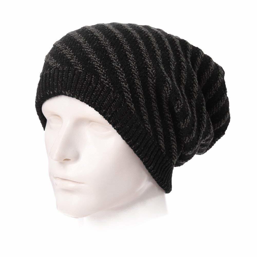 100% Acrylic Double-Laver Winter Warm Soft Knit Slouch Beanie Hat