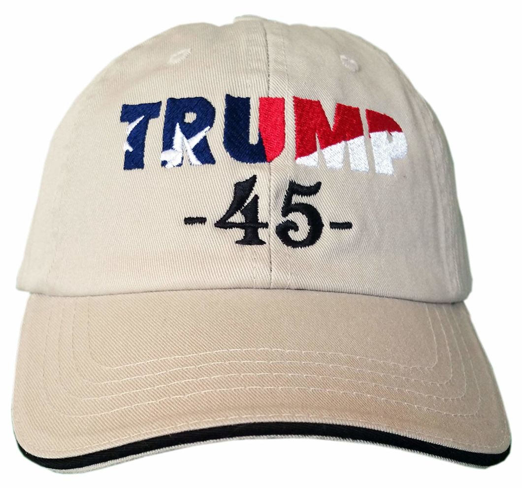 Wholesale Cotton 6 Panels Baseball Cap Custom Trump Hat with Embroidered Logo
