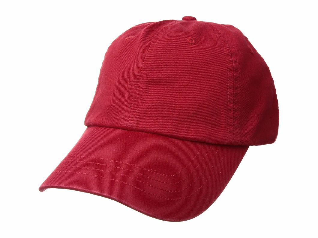 Sedex Audit Adjustable 6 Panel Curved Bill Red Cap with Your Embroidered Logo at Front Back