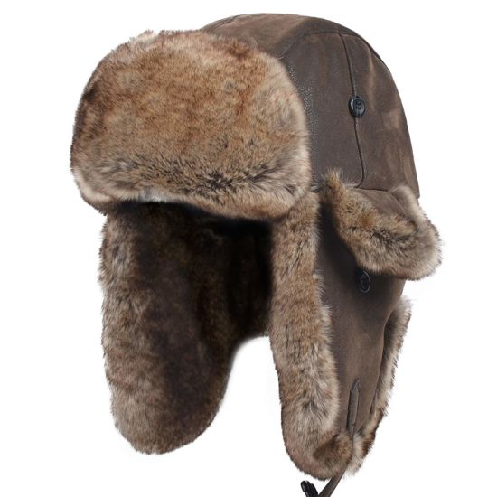 Winter Trapper Pilot Aviator Knit Russian Ushanka Leather Bomber Hat
