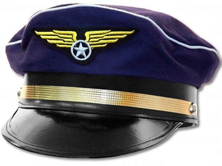 Cotton Unisex Gold Band Embroidered Pilot Hat for Costume Uniform
