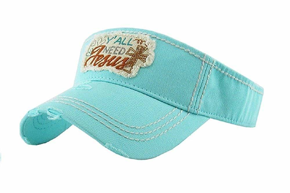BSCI Audit Custom 100% Cotton Adjustable Jesus Cross Spiritual Vintage Distressed Visor