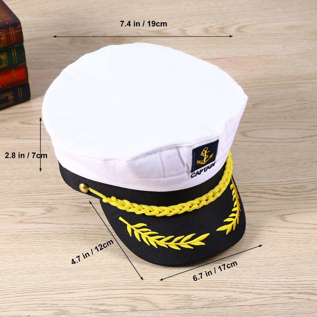 Sedex Audit 100% Cotton Embroidered Captain Officer Navy Cap for Costume