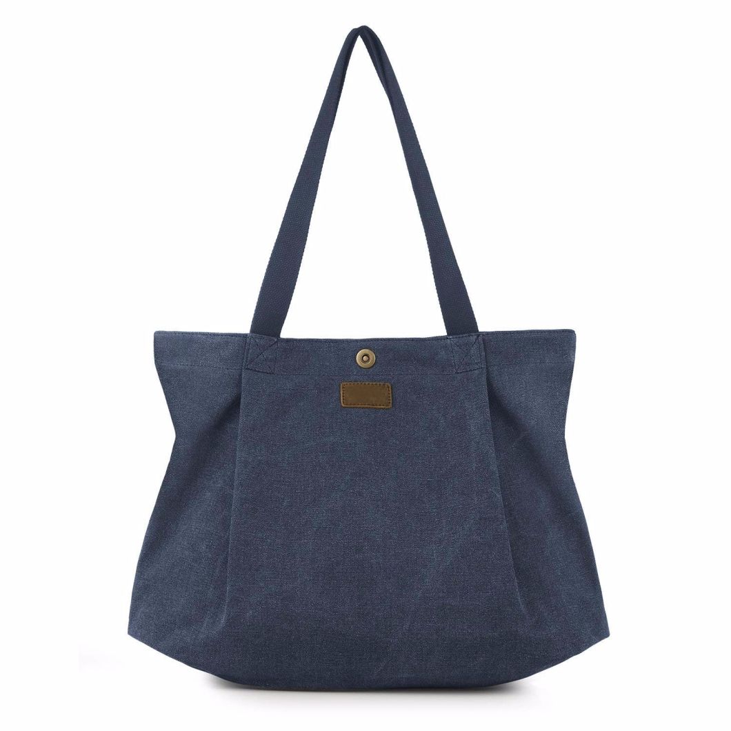 Sedex Audit Wholesale Durable Canvas Tote Bag Zip Top Closure with Press Stud Fastening for Women School Work Travel and Shopping