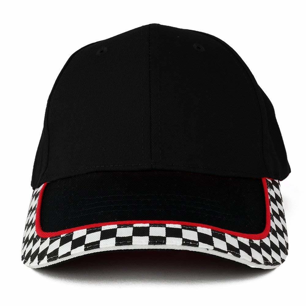 Adjustable Racing Flag Print 6 Panels Cotton Twill Baseball Cap Racing Hat
