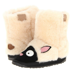 Sedex Audit Carton Animal Sheep Skin Soft Wool 100% Pure Sheep Wool Slippers Kids House Fur Shoes Boots