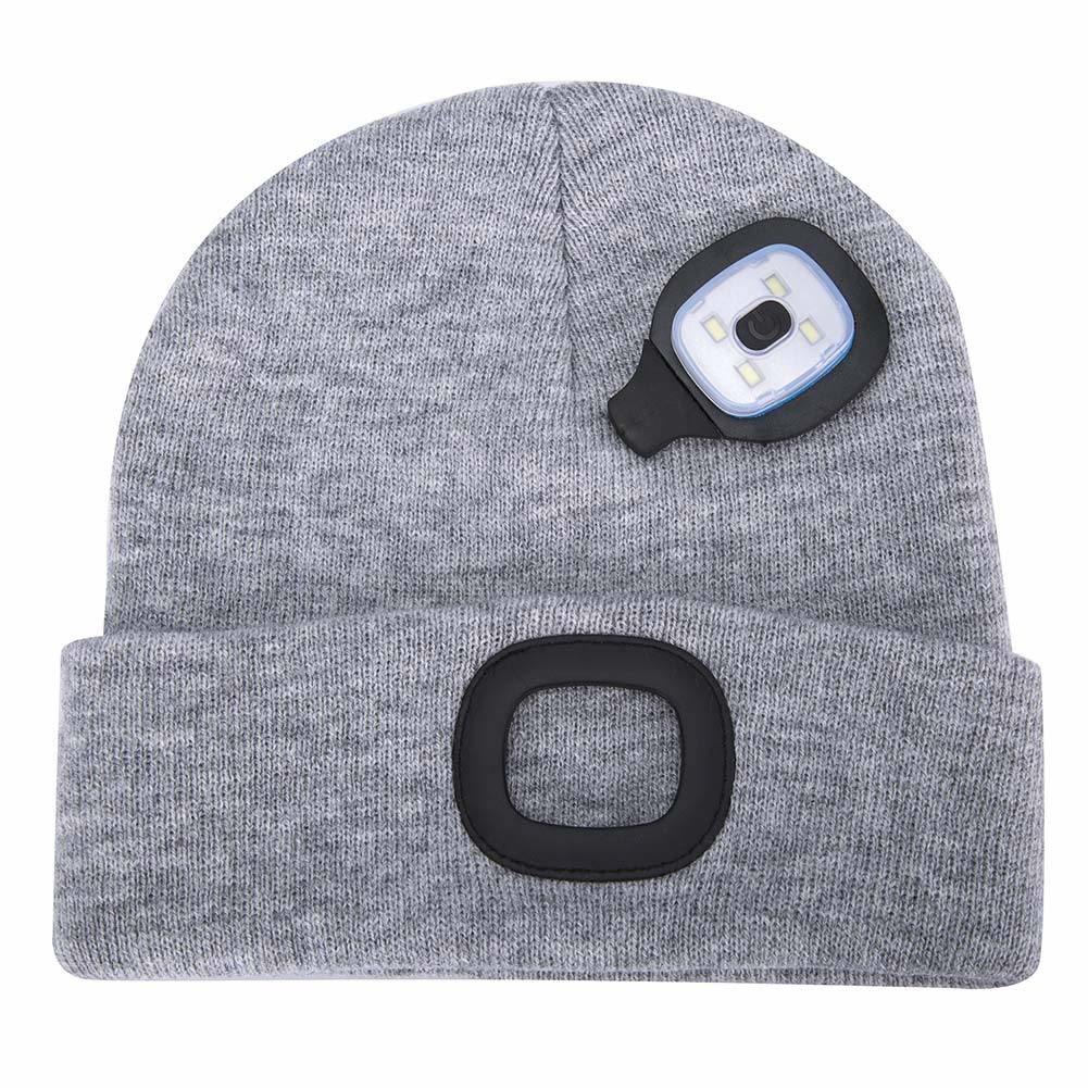 USB Rechargeable Unisex Winter Lighted Beanie Knitted Hat LED