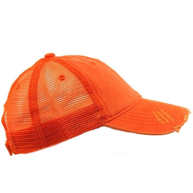 100% Cotton Short Bill Washed Distressed Truck Hat with Mesh