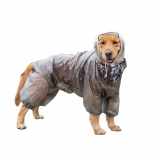 Dog Raincoat, Fashion Large Dog Waterproof Rainwear Rain Jacket Four-Legs Jumpsuit Hoodies Long Sleeves TPU Raincoat for Large Dogs