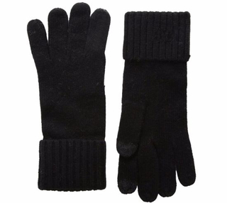 Man Women Ribbed Knit Folded Cuff Smart Gloves Touch Screen