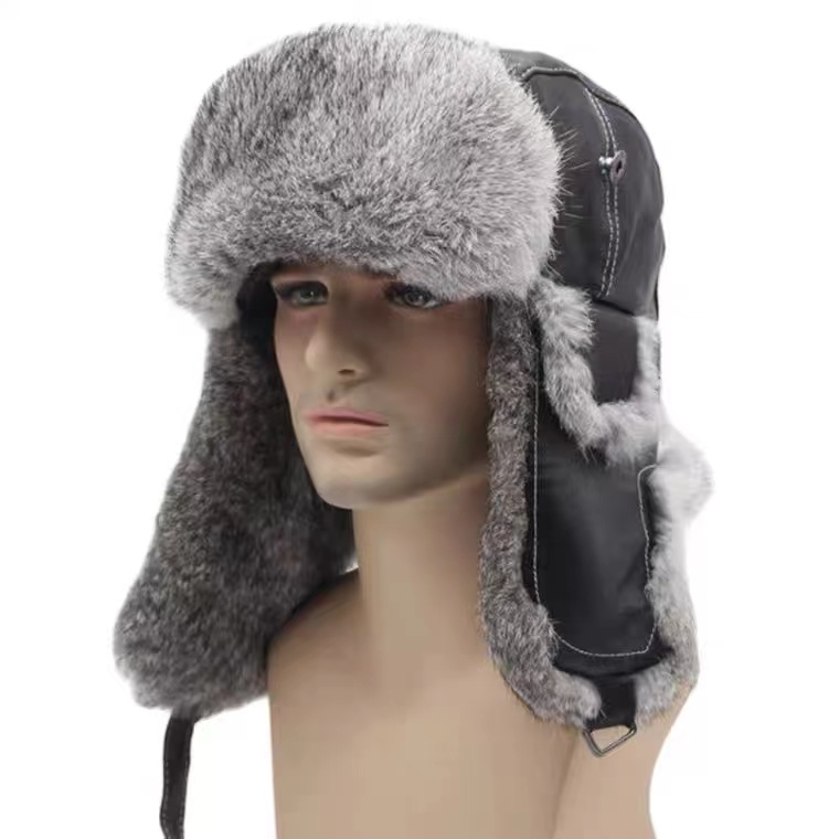 Man Women Winter Warm Russian Fur Trapper Hat with Earflap