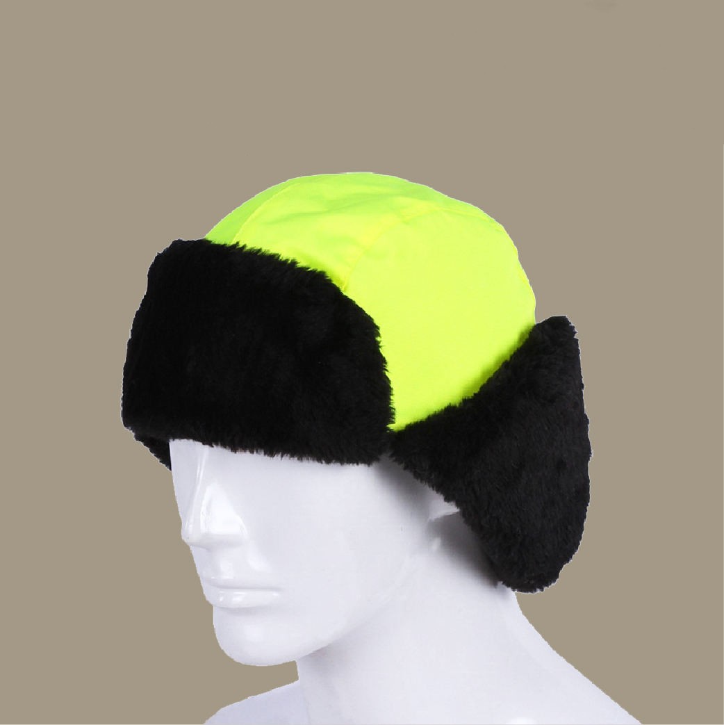 High Visibility Reflective Work Winter Hat – Windproof Ear Flap Safety Cap with Thermal Faux Fur Lining