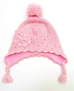 Custom Acrylic Warm Knitted Fleece Earflap Baby Beanie Hats Crochet