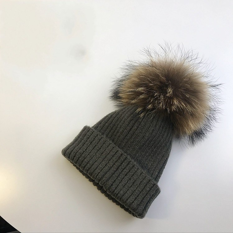Kid's Warm Faux Fur POM Winter Crochet Knitted Beanie Hats