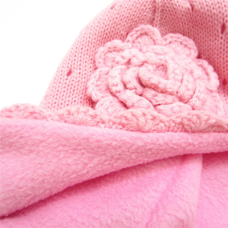 Custom Acrylic Warm Knitted Fleece Earflap Baby Beanie Hats Crochet
