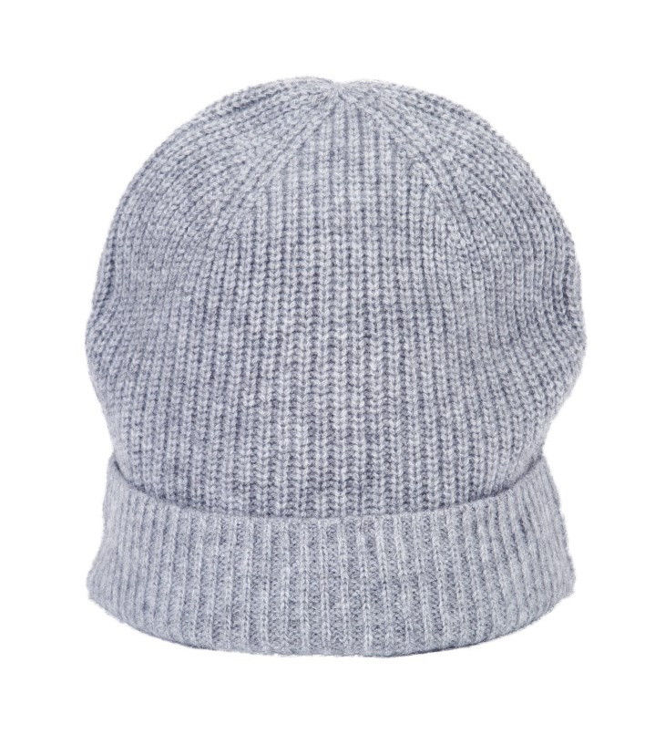 Gray Plain Merino Wool Knit Slouch Custom Beanie Winter Hat