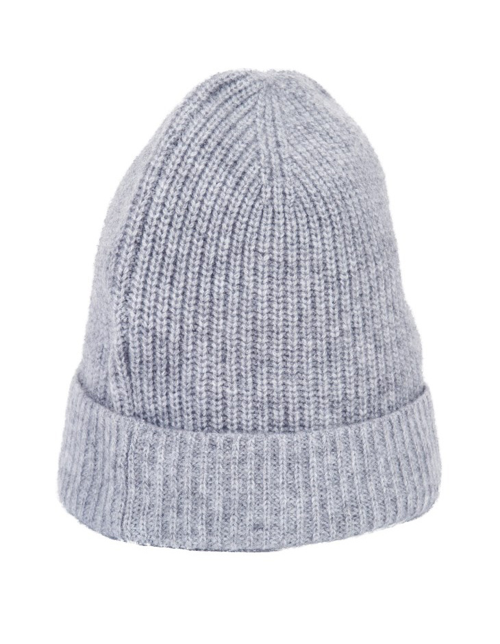 Gray Plain Merino Wool Knit Slouch Custom Beanie Winter Hat