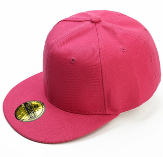 Cotton Red 6-Panel Adjustable Flat Bill Blank Snap Back Cap