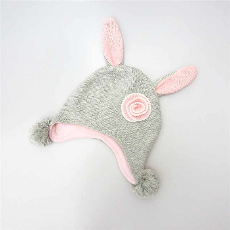 Fashion Acrylic Winter Hats Baby Girl Beanie with Ear Flap