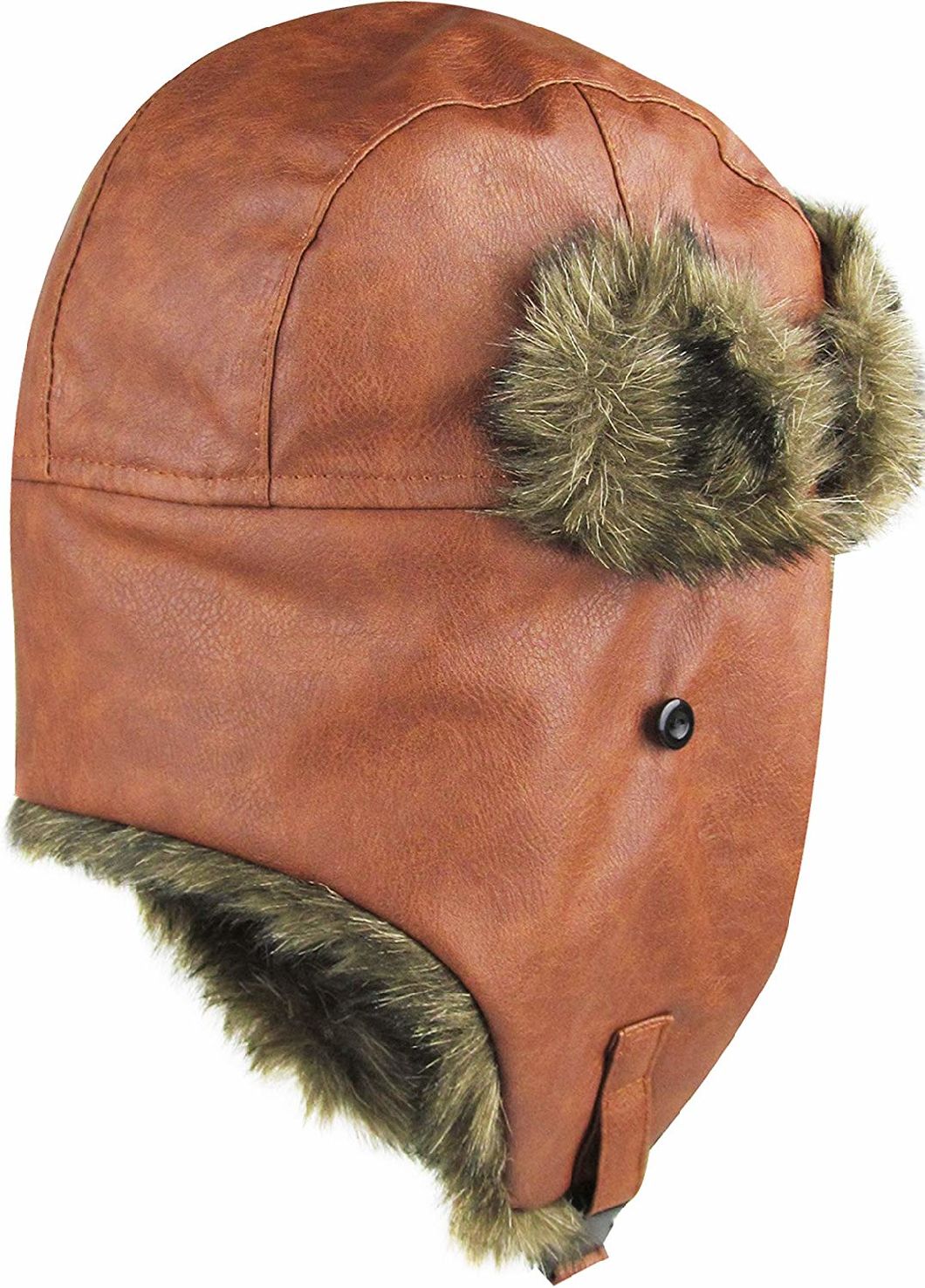 Winter Trooper Leather Trapper Hunting Hat Ushanka Fur Aviator Hat