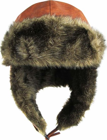 Winter Trooper Leather Trapper Hunting Hat Ushanka Fur Aviator Hat