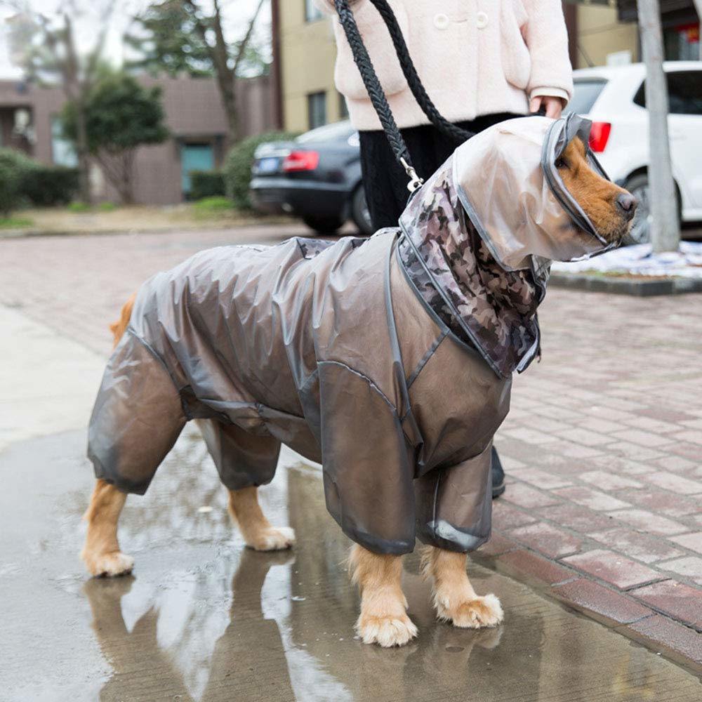 Dog Raincoat, Fashion Large Dog Waterproof Rainwear Rain Jacket Four-Legs Jumpsuit Hoodies Long Sleeves TPU Raincoat for Large Dogs
