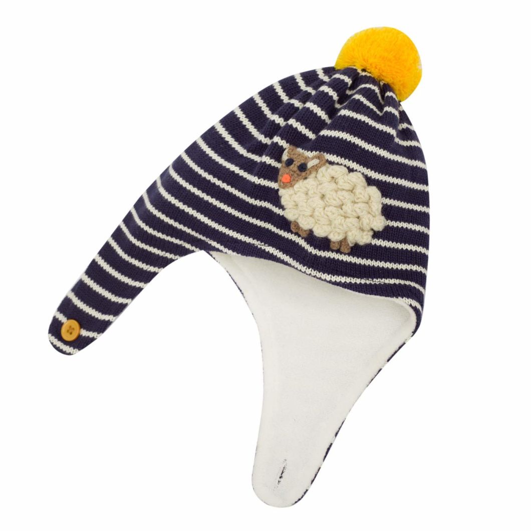 Cotton Knitted Beanie Warm Animal Patterned Striped Winter Children Hat