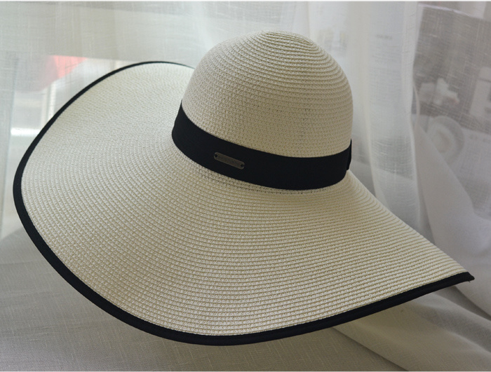 Sombrero White Lady Custom Paper Summer Wide Brim Beach Straw Hat