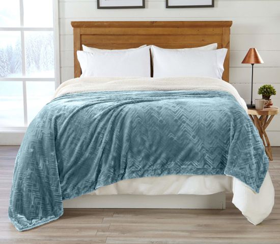 Sedex Audit 100% Polyester Warm Berber Fleece Reversible Plush Sherpa Blanket