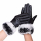 Custom PU Leather Touchscreen Windproof Waterproof Women Rabbit Fur Gloves