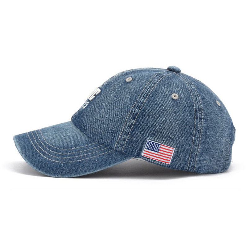 Embroidered 6-Panel Promotional Cotton Adjustable Sports Denim Cap Baseball