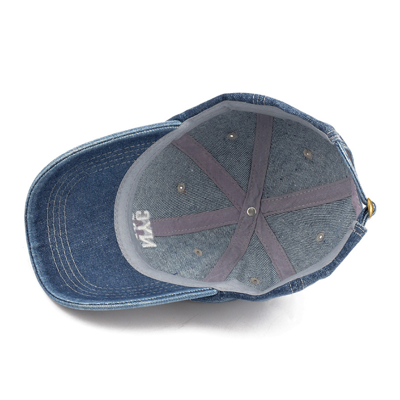 Embroidered 6-Panel Promotional Cotton Adjustable Sports Denim Cap Baseball