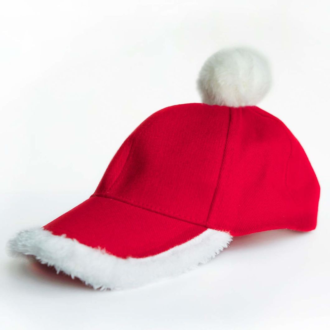 100% Cotton Baseball Type Christmas Santa Cap with Adjustable Velcro Strap