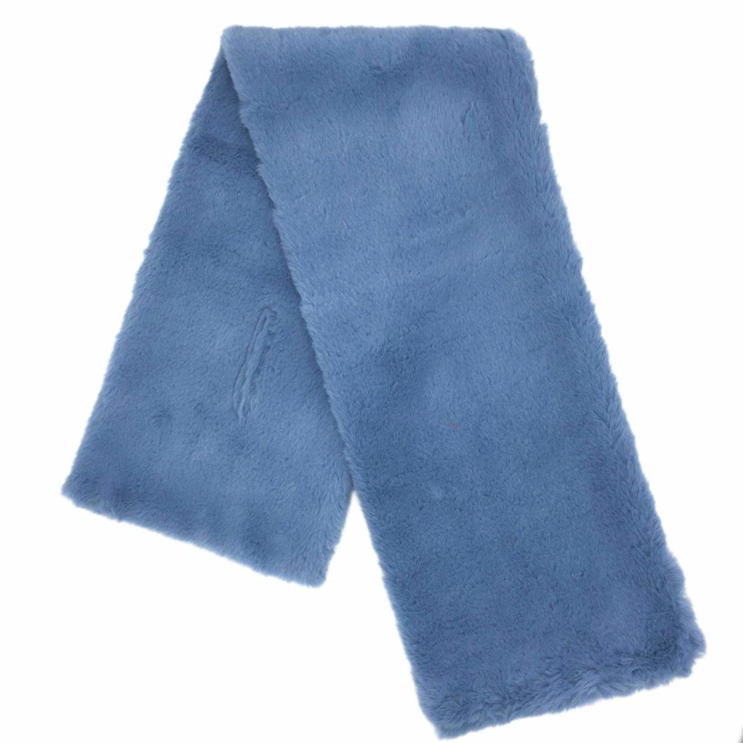 Winter Warm Soft Furry Wrap Around Loophole Women Blue Faux Fur Scarf