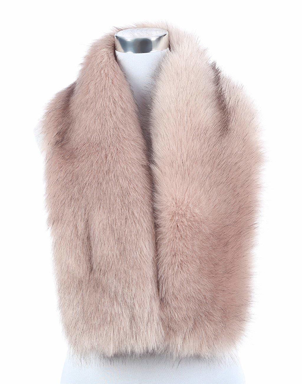 BSCI Audit Custom Women Warm Pink Scarf Ladies Fox Fur Scarf