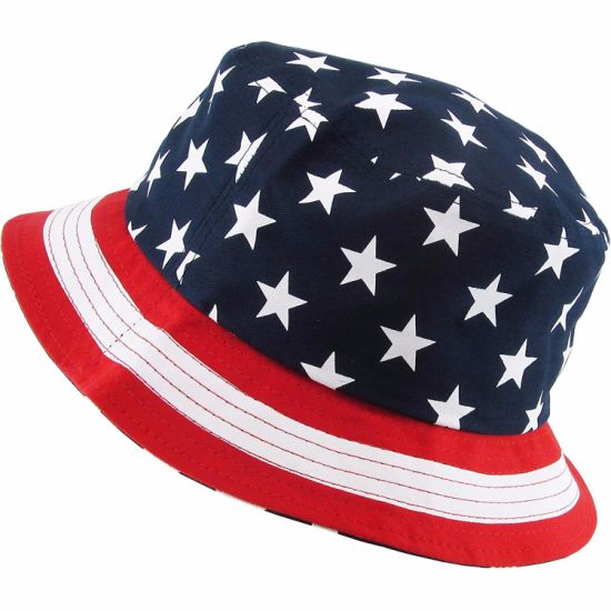 100% Cotton Unisex American Flag Print Bucket Free Sample Hat