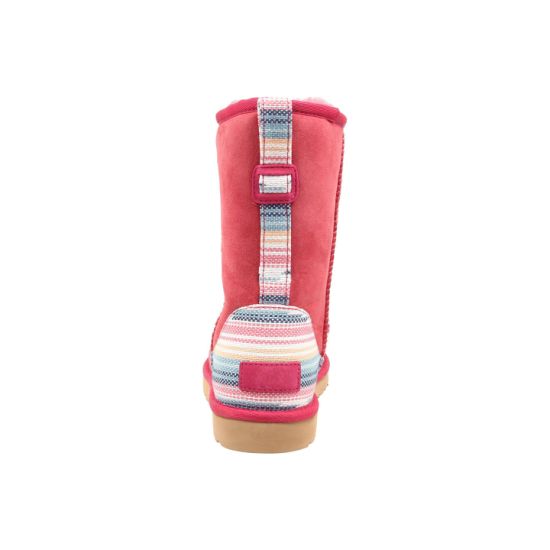 Sedex Audit Winter Flat Fur Ladies Leather Suede Ankle Snow Women Bow Fur Boots Red Suede Sheepskin Boots