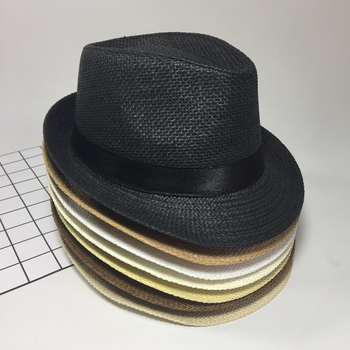 Paper Straw White Custom Panama Chapeau Men's Sombrero Fedora Hat with Ribbon