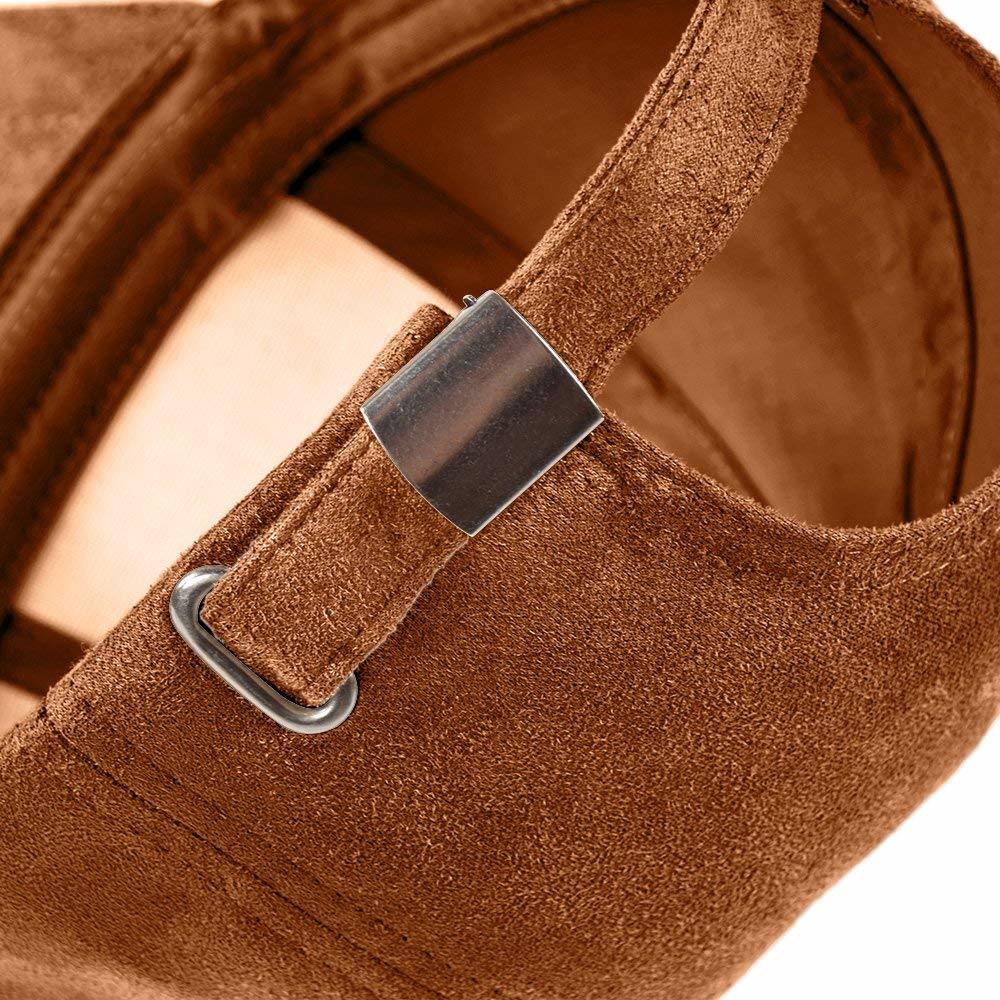 Blank Classic 6-Panel Unisex Adjustable Suede Hat with Faux Leather