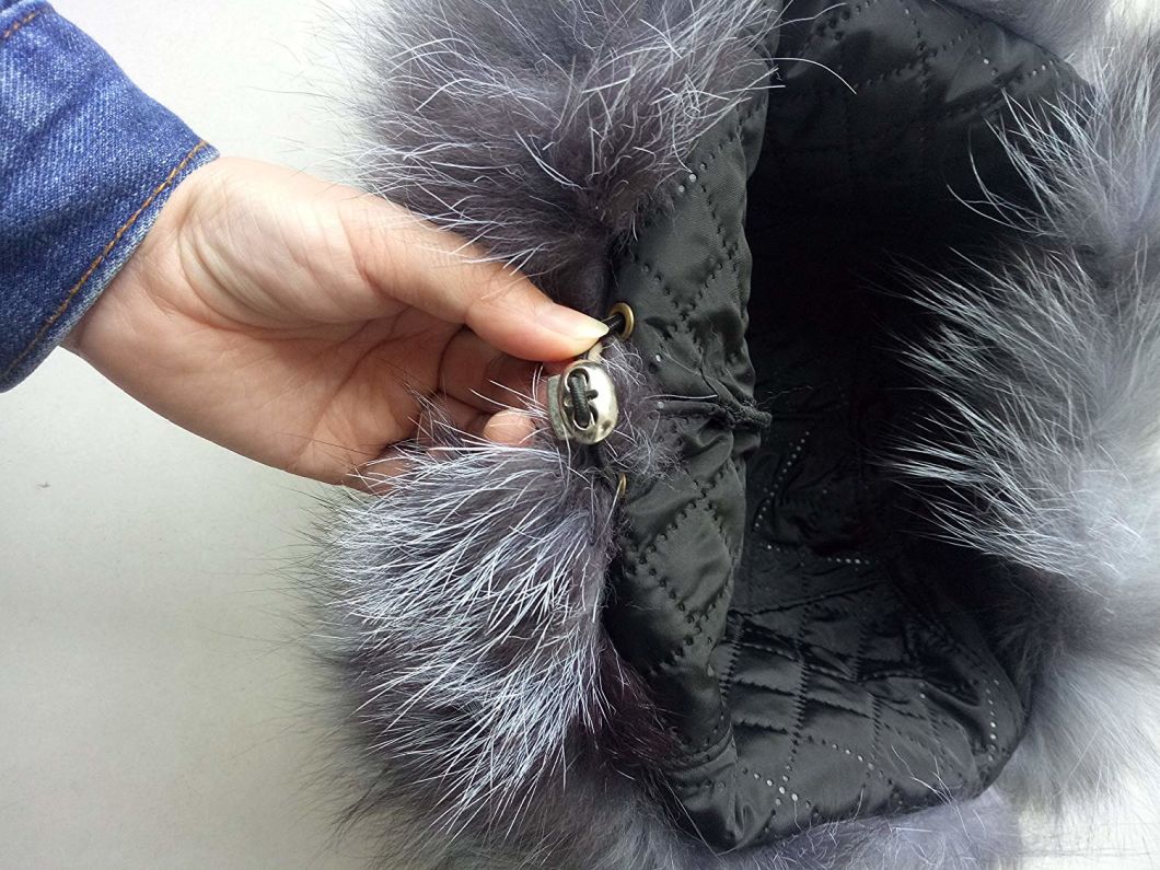 Sheep Leather Real Fox Fur Hat with Adjustable Buckle Inside