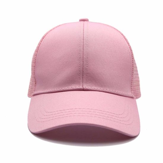 Sedex Audit Custom 100% Cotton Adjustable Baseball Cap Mesh Pony Tail Hat for Women
