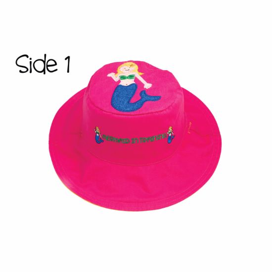 Polyester Embroidered Reversible Kids Sun Protection Bucket Sexy Girls Hat